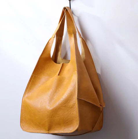 Bolso de hombro de lujo retro: bolso de cuero PU casual