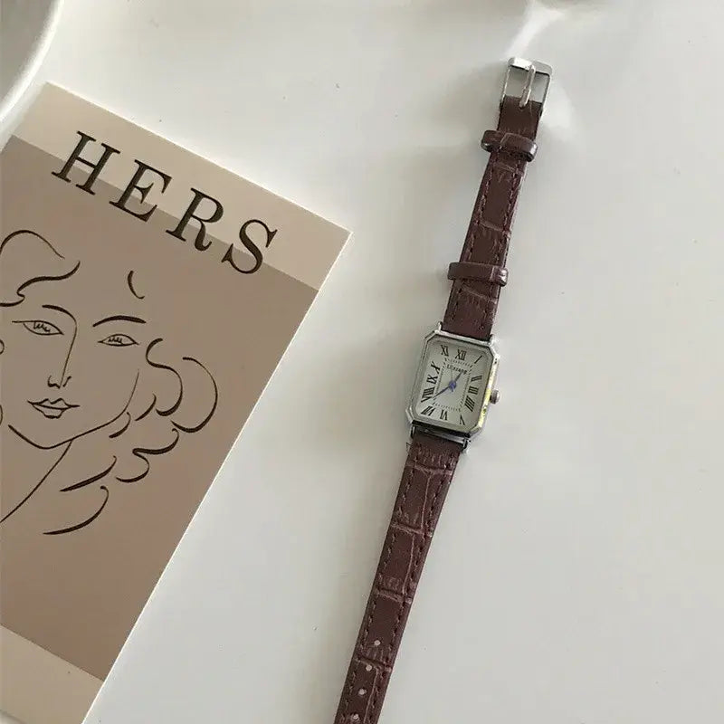 Reloj de cuarzo y cuero clásico retro para mujer