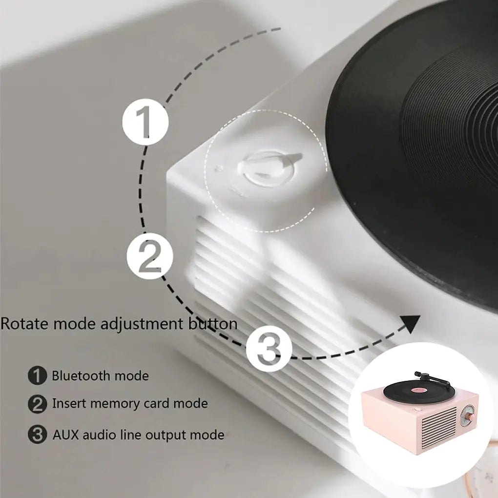 Altavoz Estéreo Portátil Tocadiscos Vintage