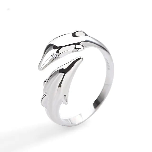 Anillo Retro Plateado de abrazo para mujer