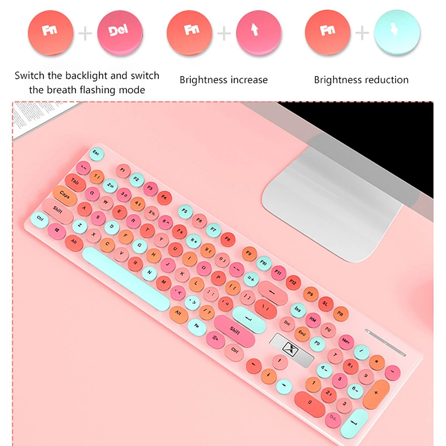 Teclado y ratón inalámbricos recargables de 2,4 GHz: estética retro y diseño silencioso