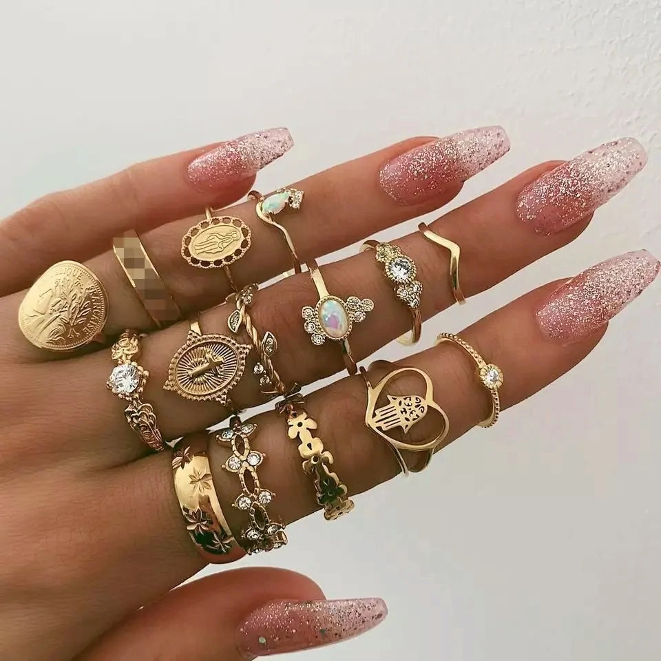 Conjunto de anillos para mujer vintage