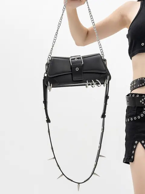 Vintage Harajuku Punk Bolso Remaché Estilo Cadena