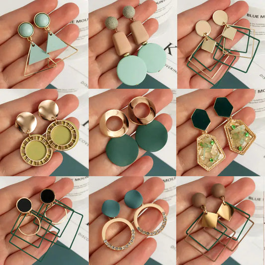 Pendientes Coreanos Vintage Verde