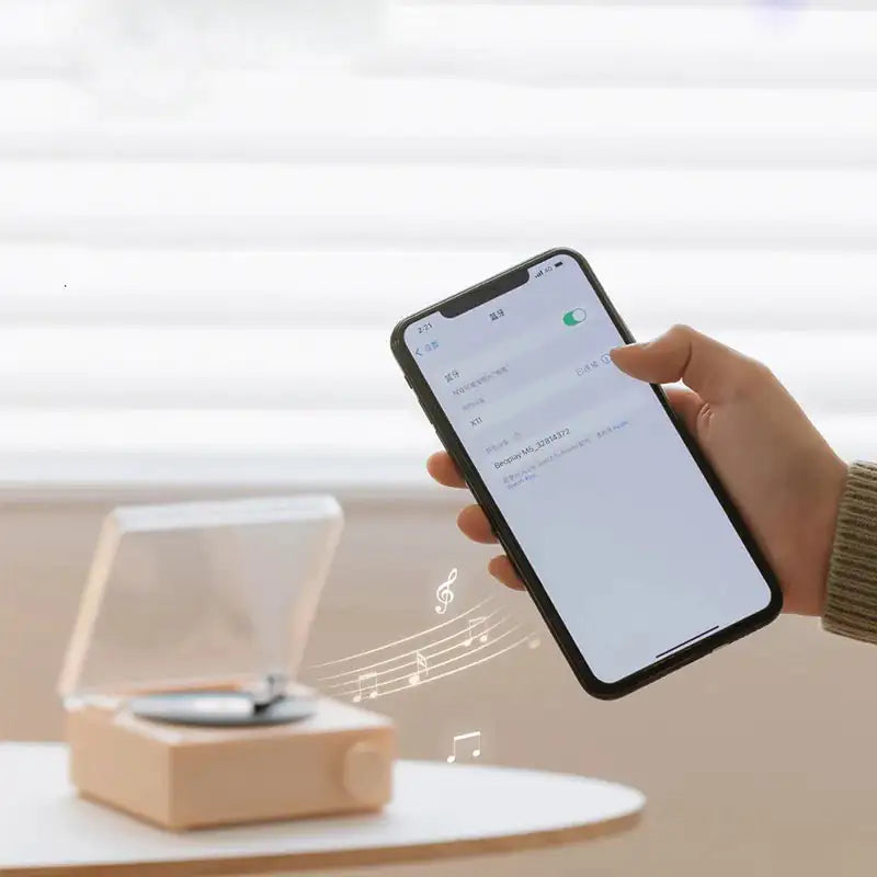 Reloj despertador con altavoz Bluetooth inalámbrico de vinilo retro