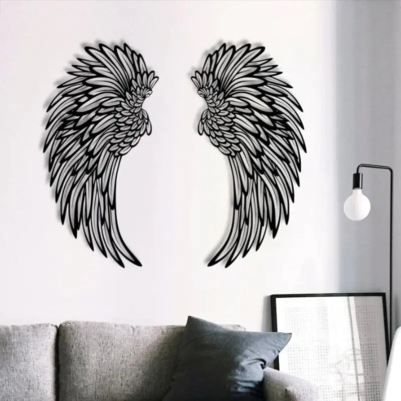 Arte de pared de alas de ángel con luces LED