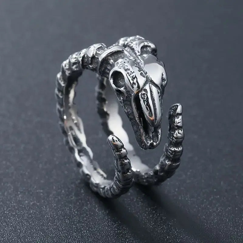 Anillo de calavera retro ajustable: joyería punk rock