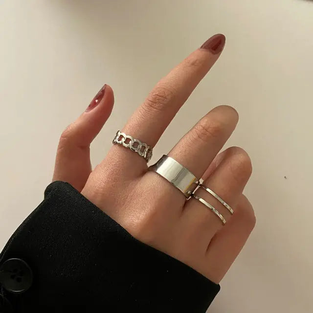 Juego de anillos de cristal boho de moda