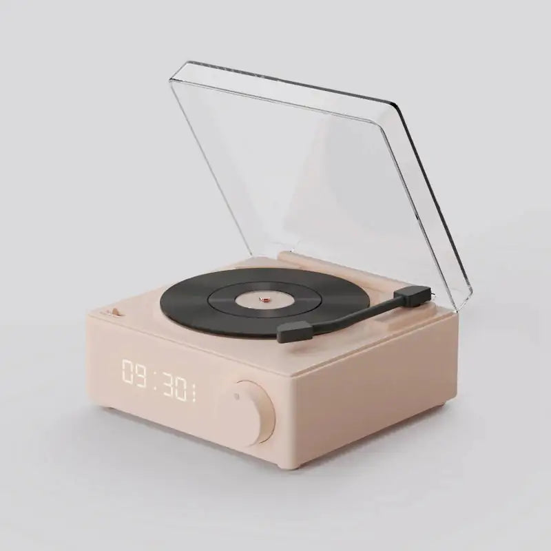 Reloj despertador con altavoz Bluetooth inalámbrico de vinilo retro