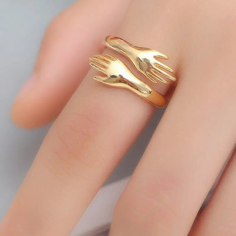 Anillo Retro Plateado de abrazo para mujer