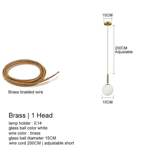 Lámpara moderna de araña de bola de vidrio LED