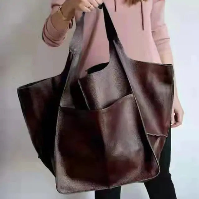 Bolso de hombro de lujo retro: bolso de cuero PU casual