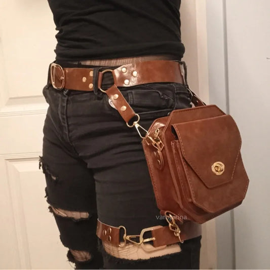 Riñonera Steampunk Retro PU para mujer