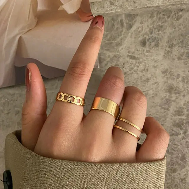 Juego de anillos de cristal boho de moda