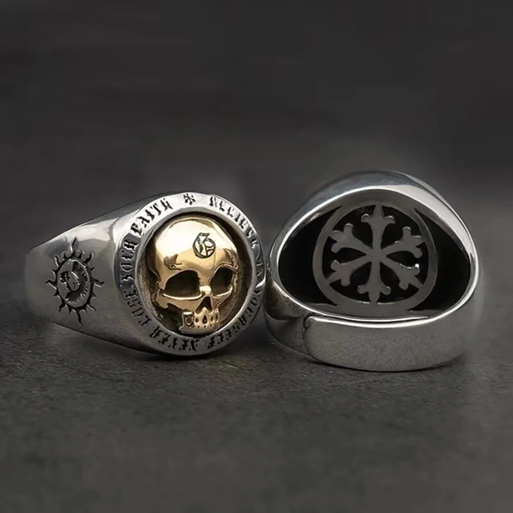 Anillos de calavera vintage para hombres: joyas dominantes de hip-hop punk rock