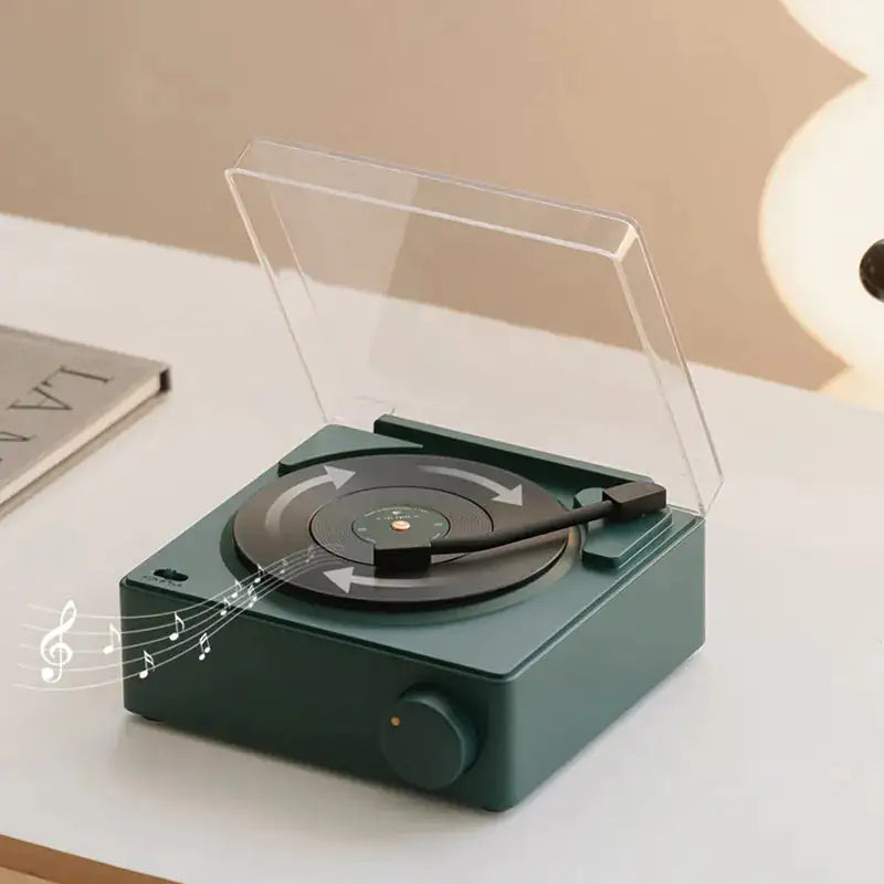 Reloj despertador con altavoz Bluetooth inalámbrico de vinilo retro