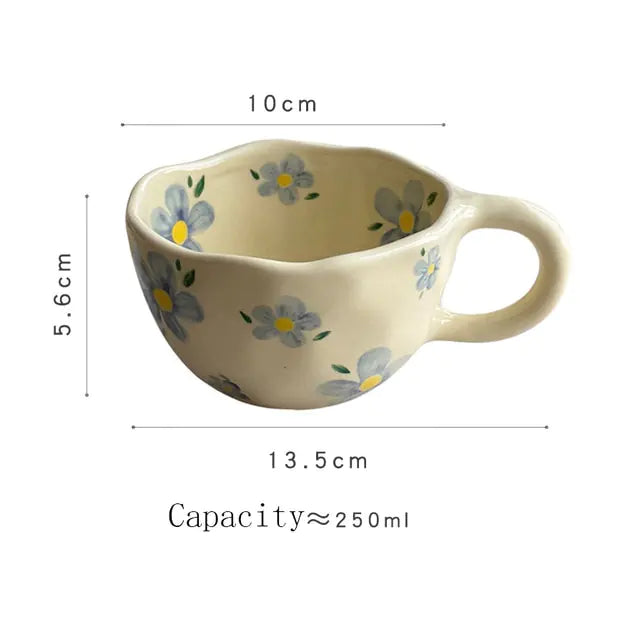 Taza floral retro coreana pintada a mano