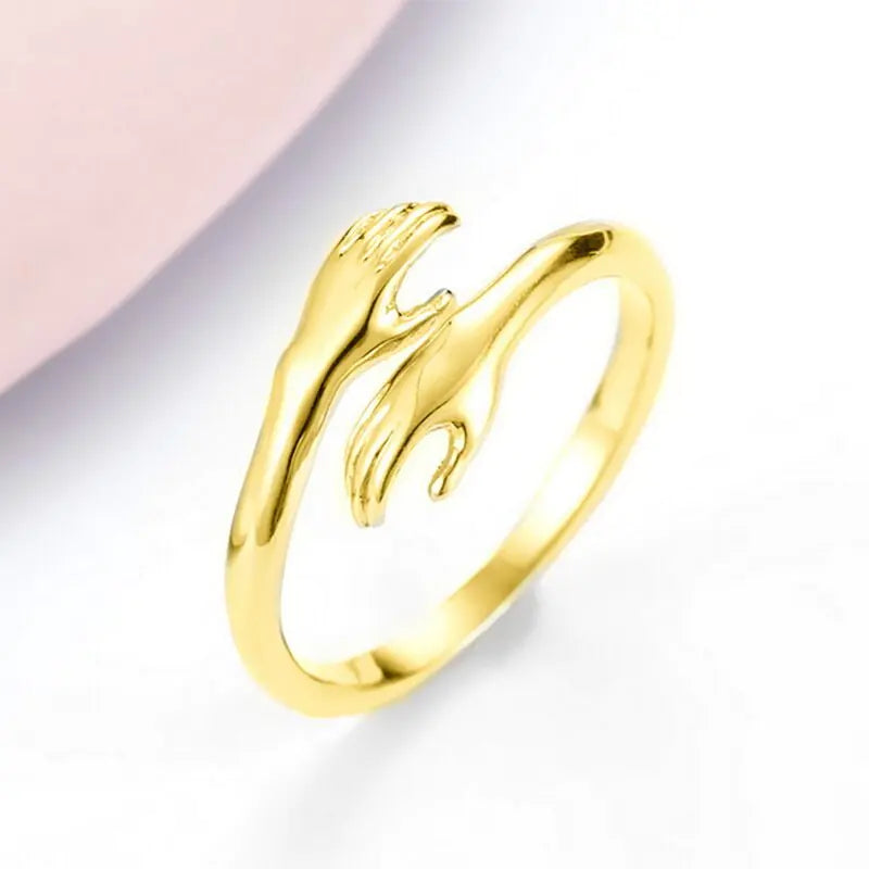 Anillo Retro Plateado de abrazo para mujer