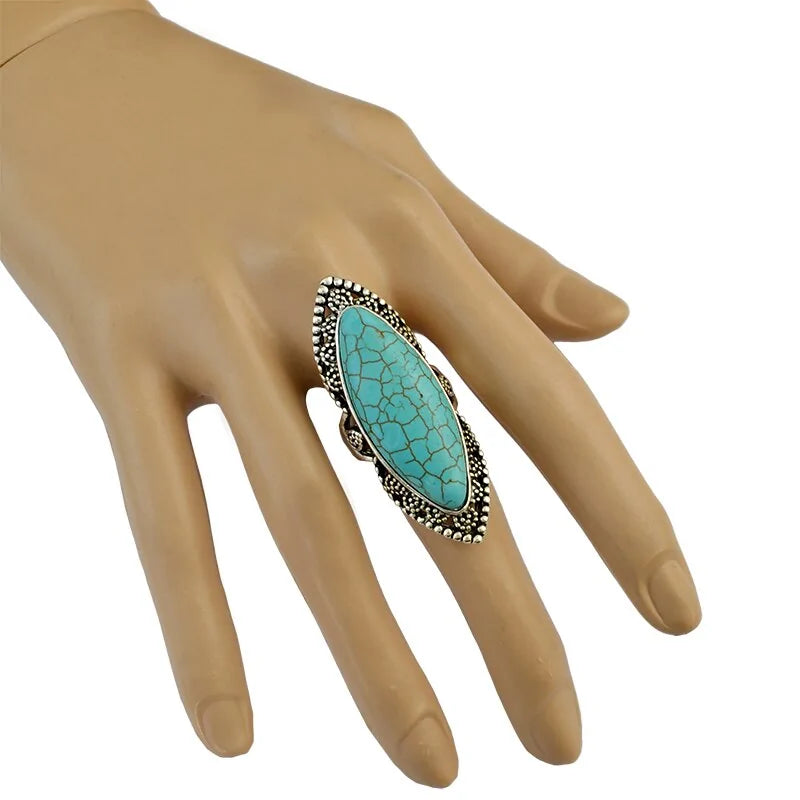 Anillo de piedra grande vintage bohemio